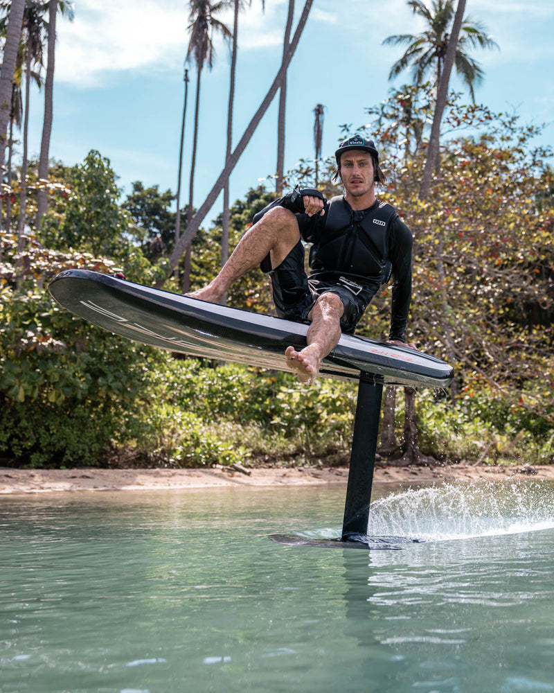 Man sitting on Awake VINGA 3 electric jet eFoil